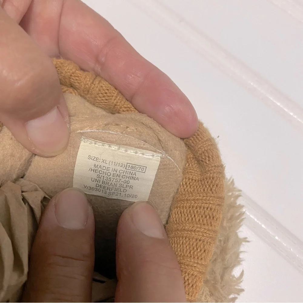 Baby Gap Slippers Slip On XL 11/12 Baby Girl/Boy Tan Bear Plush Cozy Sherpa